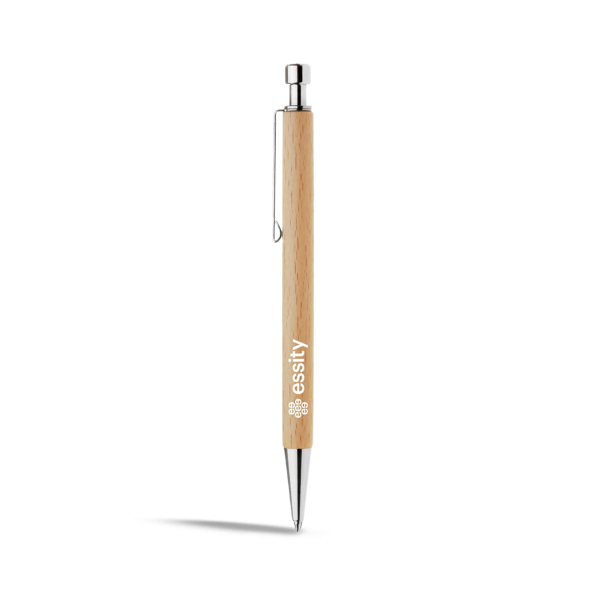 wooden pen with essity logo