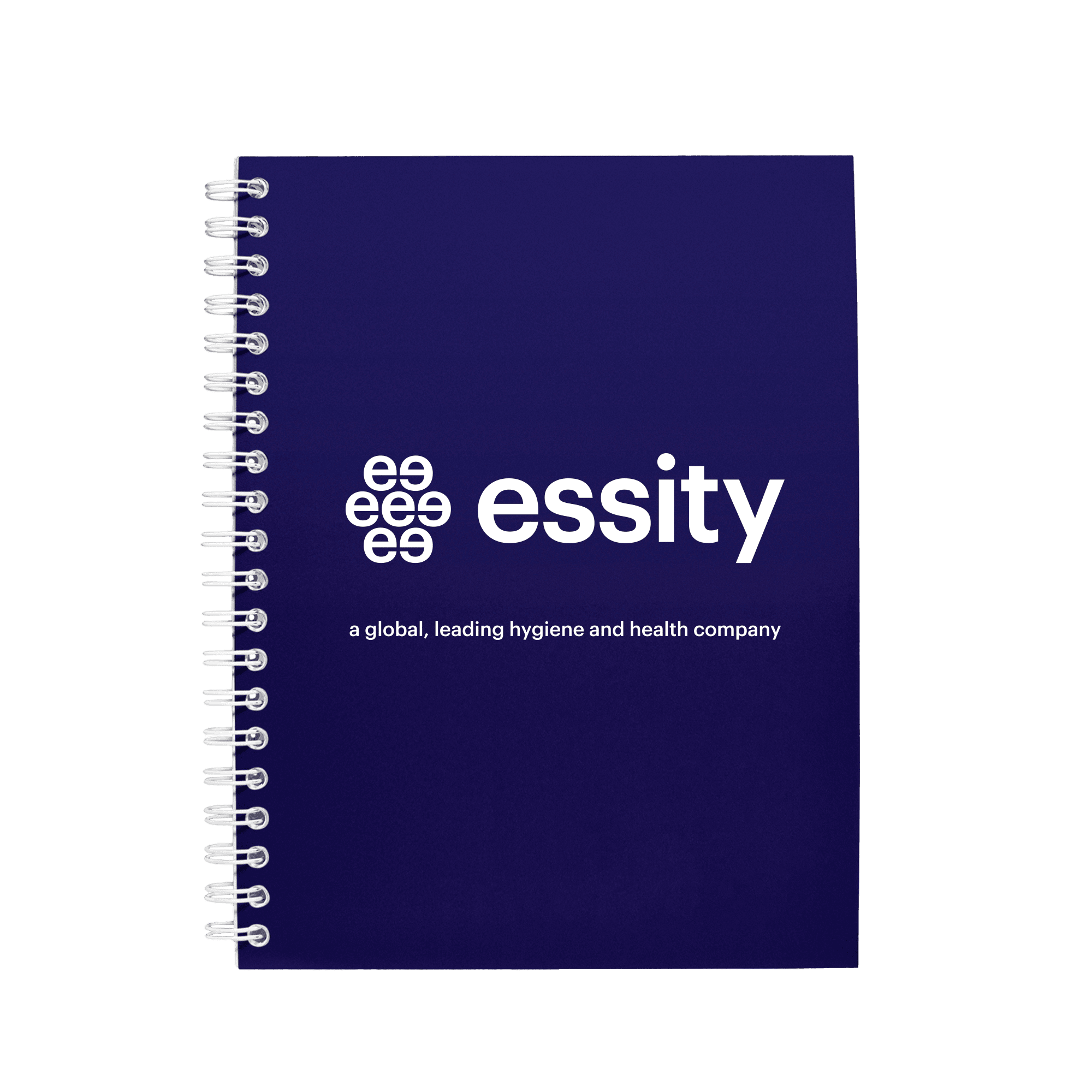 purple notebook with white essity logo