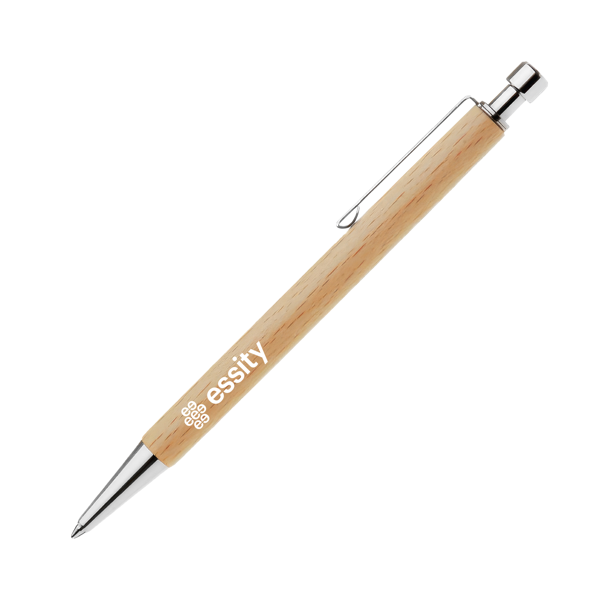 wooden pen with essity logo