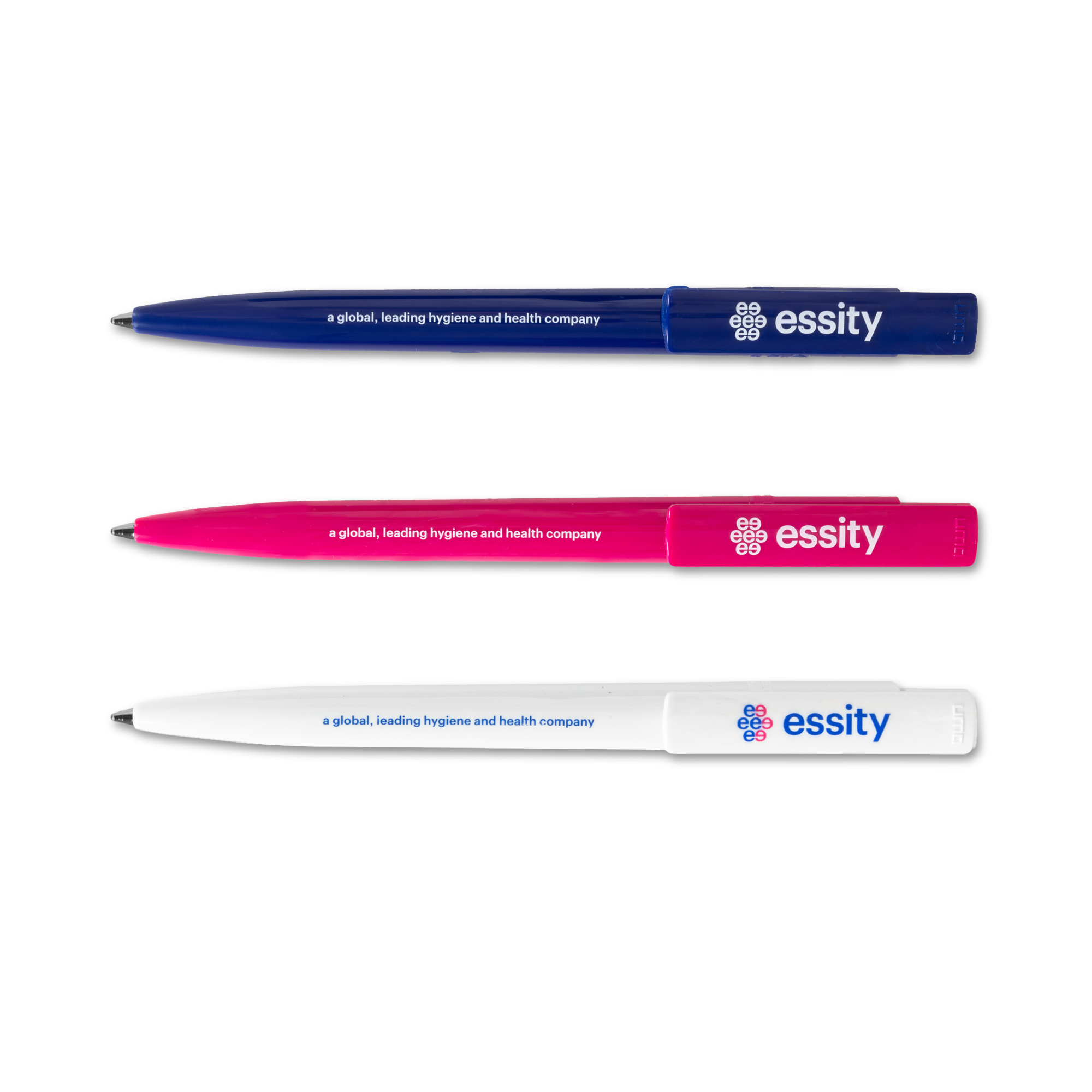 essity branded pens in purple, magenta and white